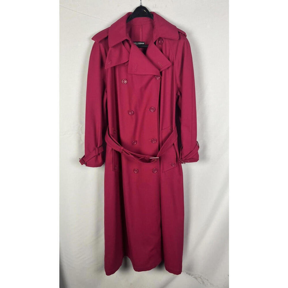 Dolce & Gabanna Double-Breasted Belted Trench Coat Bright Pink Size 38 IT